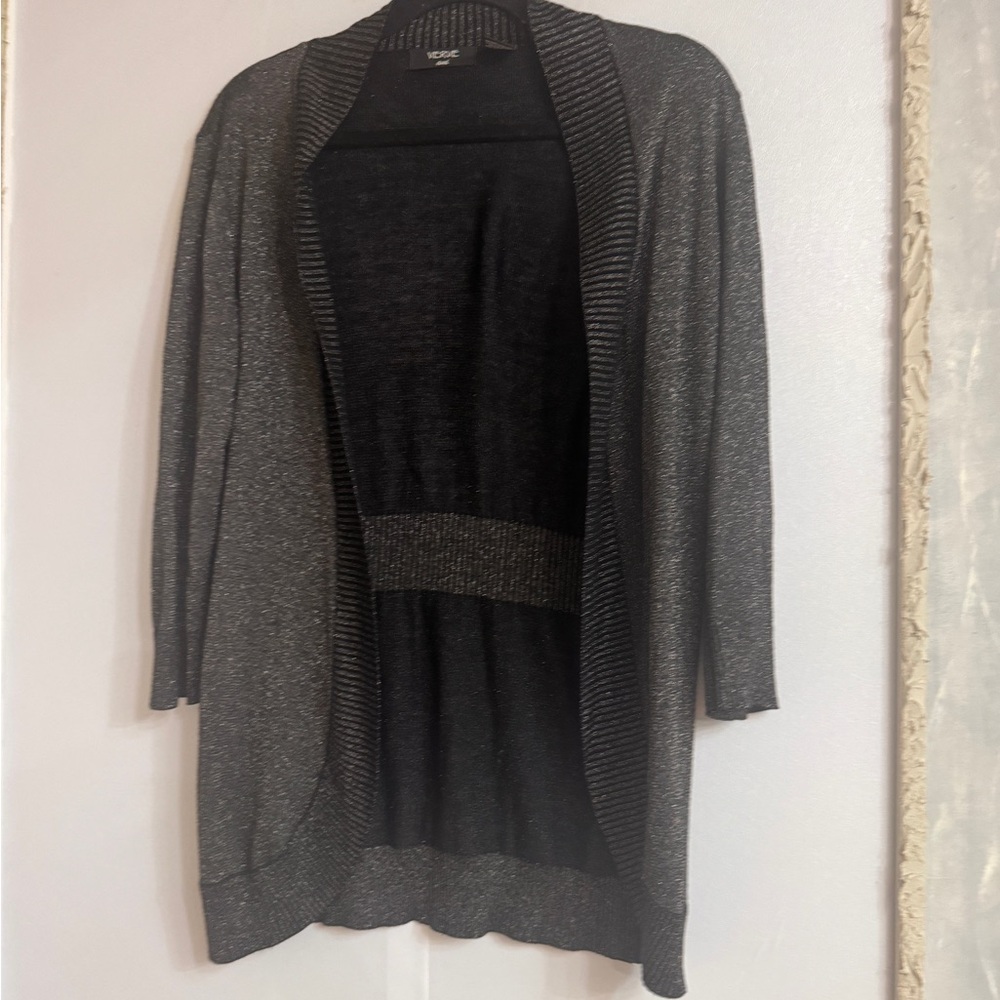 Women's Gray Open-Front Sweater